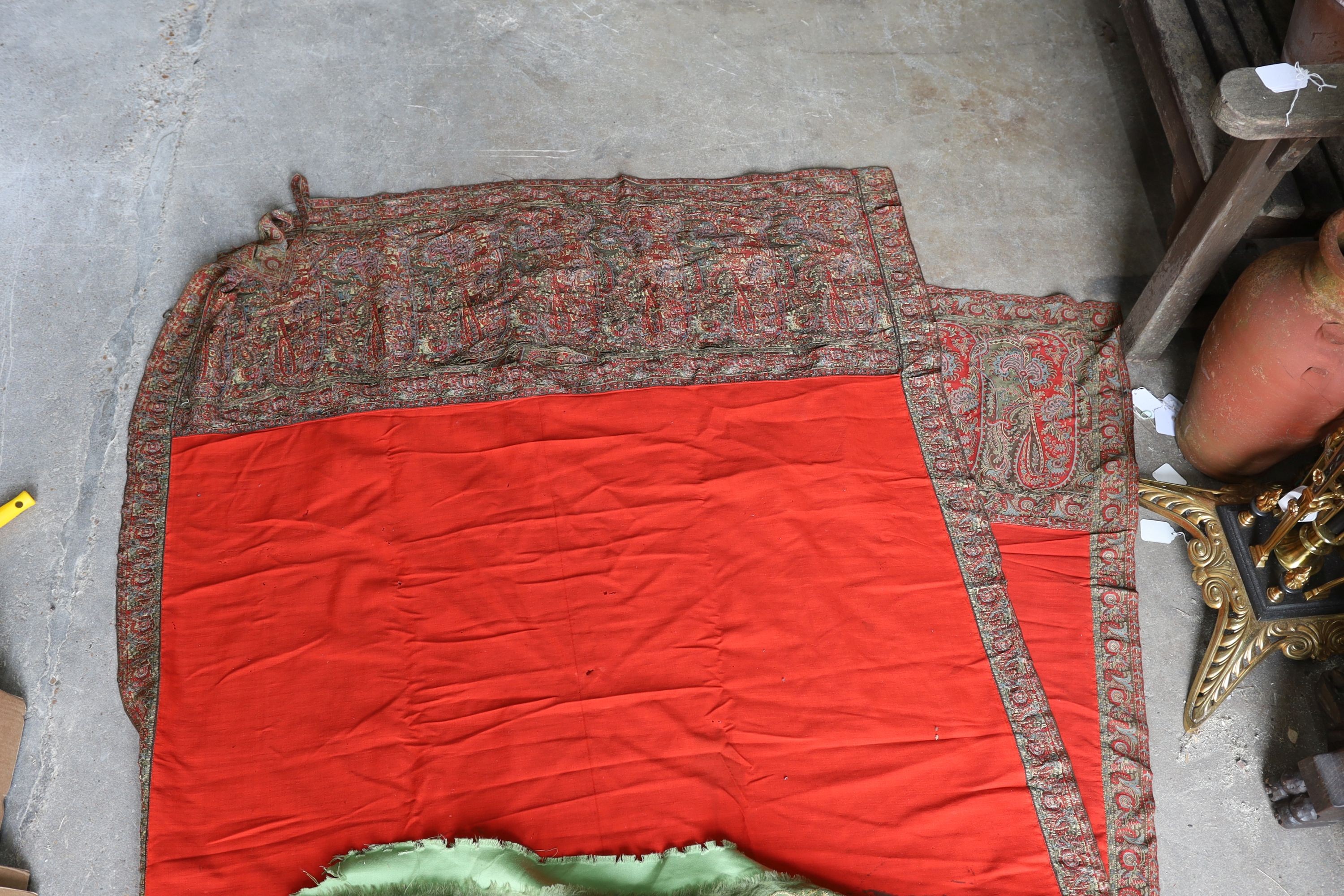 A silkwork shawl (a.f.) 270 x 140cm and an Indian embroidered cloth, 185 x180cm